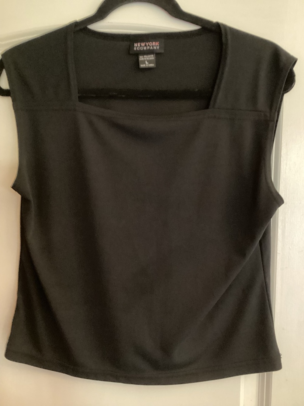 Vintage 90s New York & Company Black Square Neck Tank Top Blouse Size L